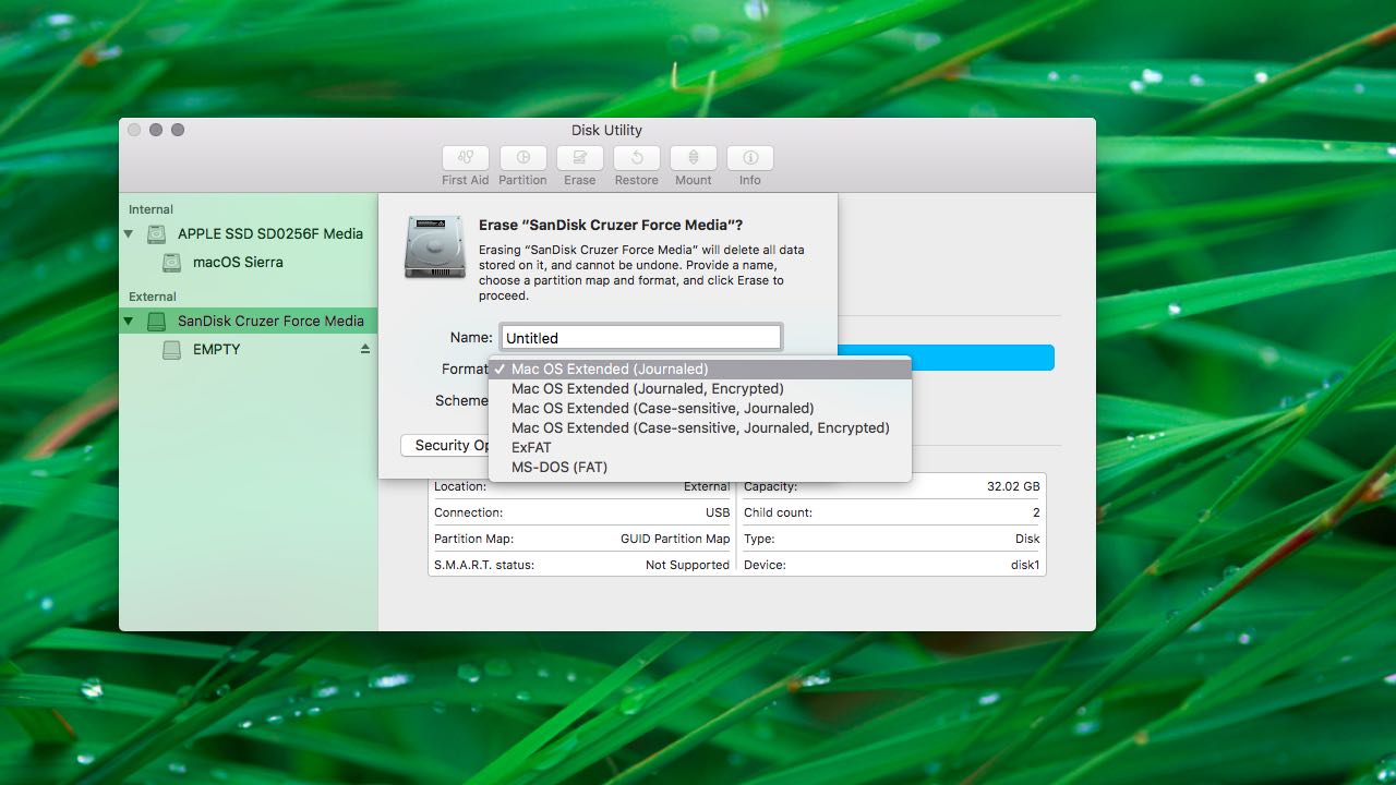 disk utility scheme options for mac and pc compatibility